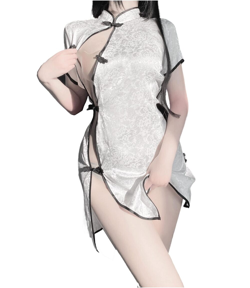 5747 Chinese Cheongsam Lingerie Retro Print Dress Sexy Anime Cosplay